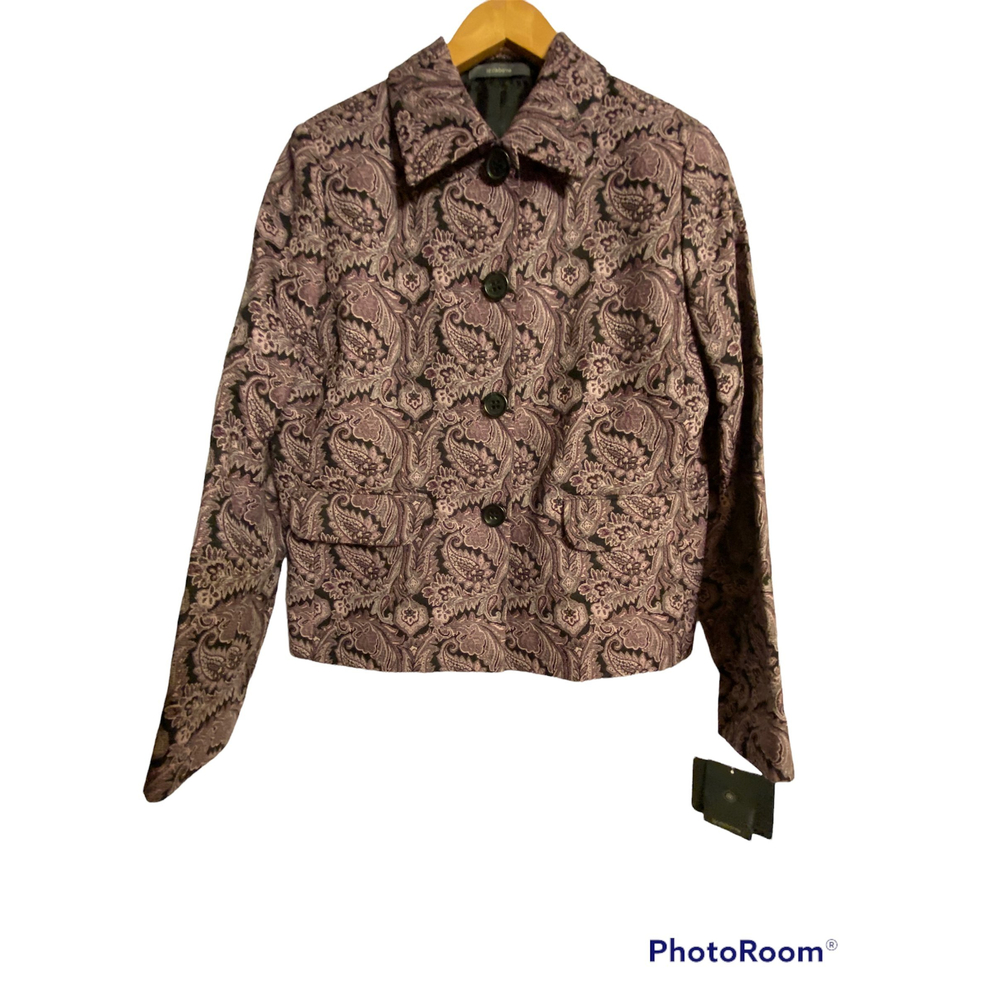 NWT Liz Claiborne Jacket Paisley Tapestry look Purples/Black M (Vintage?)